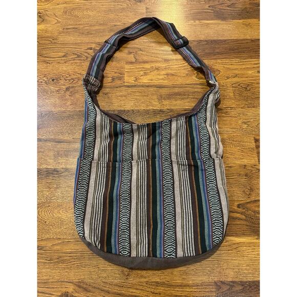 Kathmandu Imports Colorful Boho Cotton Crossbody Bag 16x14x6.5 Street Style - Picture 1 of 11